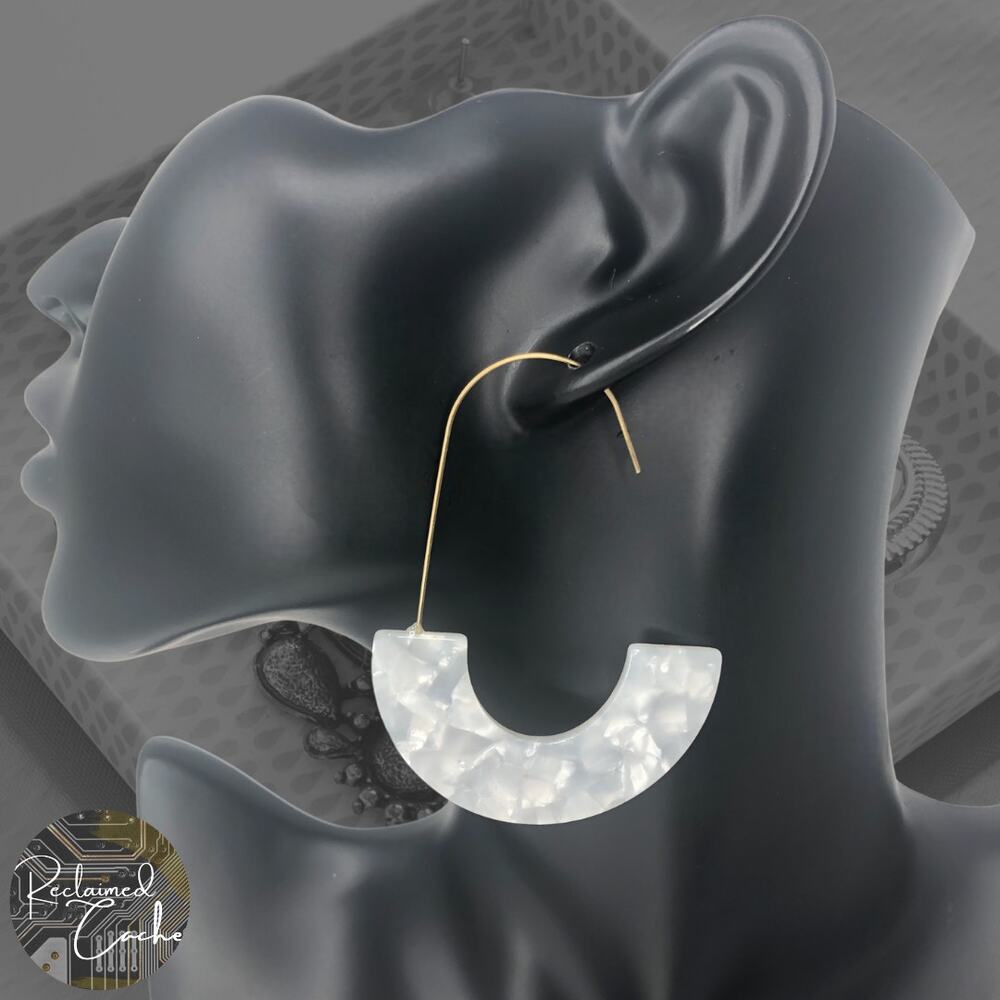 White Resin Drop Earrings